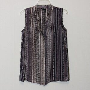 Women's NIC+ZOE, Purple Chiffon Sleeveless PULLOVER Tunic Top; Size S